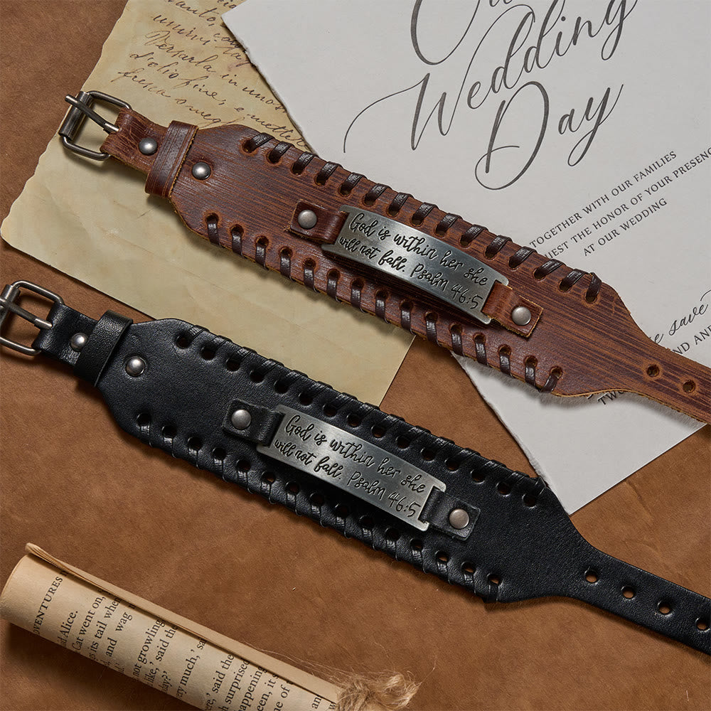 Christianartworkshop Armband mit eingraviertem Psalm 46,5 und geflochtener Naht: Ein Symbol göttlicher Stärke und unerschütterlichen Glaubens - image 7
