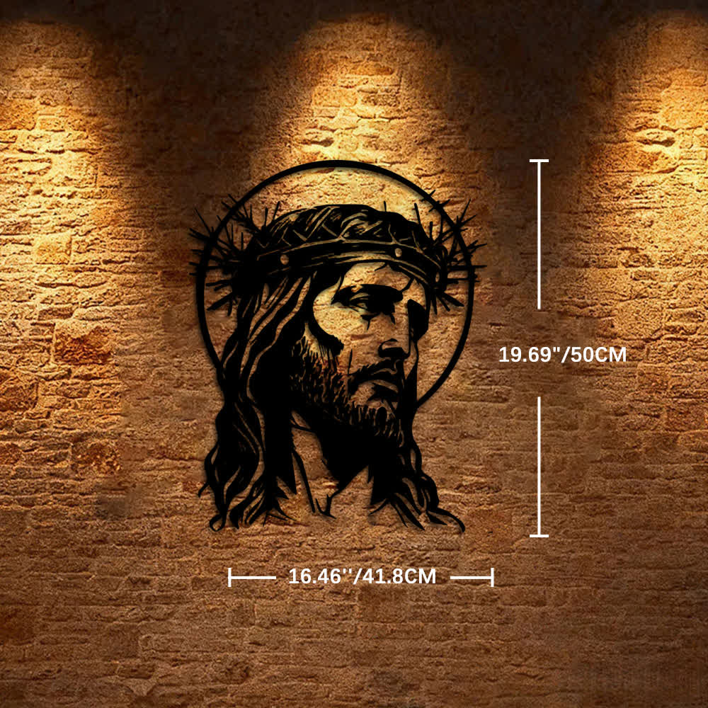 Christianartworkshop Heiliger Jesus mit Dornenkrone – Wanddekoration aus Metall - 16,46 x 19,69 Zoll / 41,8 x 50 cm - image 10