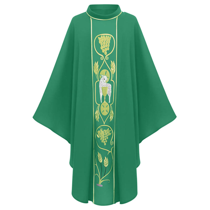 Christianartworkshop Sortiertes Kasel-Set in verschiedenen Farben mit Motiven von goldenem Lamm, Traube und Kelch - Grün - Einheitsgröße passt den meisten - image 10