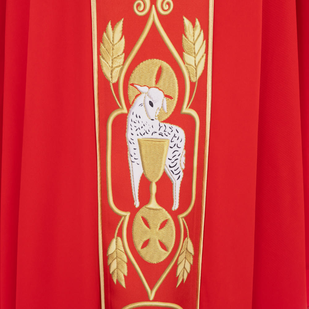 Christianartworkshop Sortiertes Kasel-Set in verschiedenen Farben mit Motiven von goldenem Lamm, Traube und Kelch - image 6