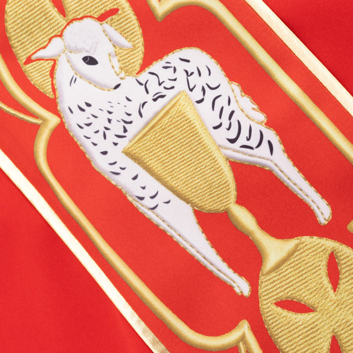 Christianartworkshop Sortiertes Kasel-Set in verschiedenen Farben mit Motiven von goldenem Lamm, Traube und Kelch - image 5