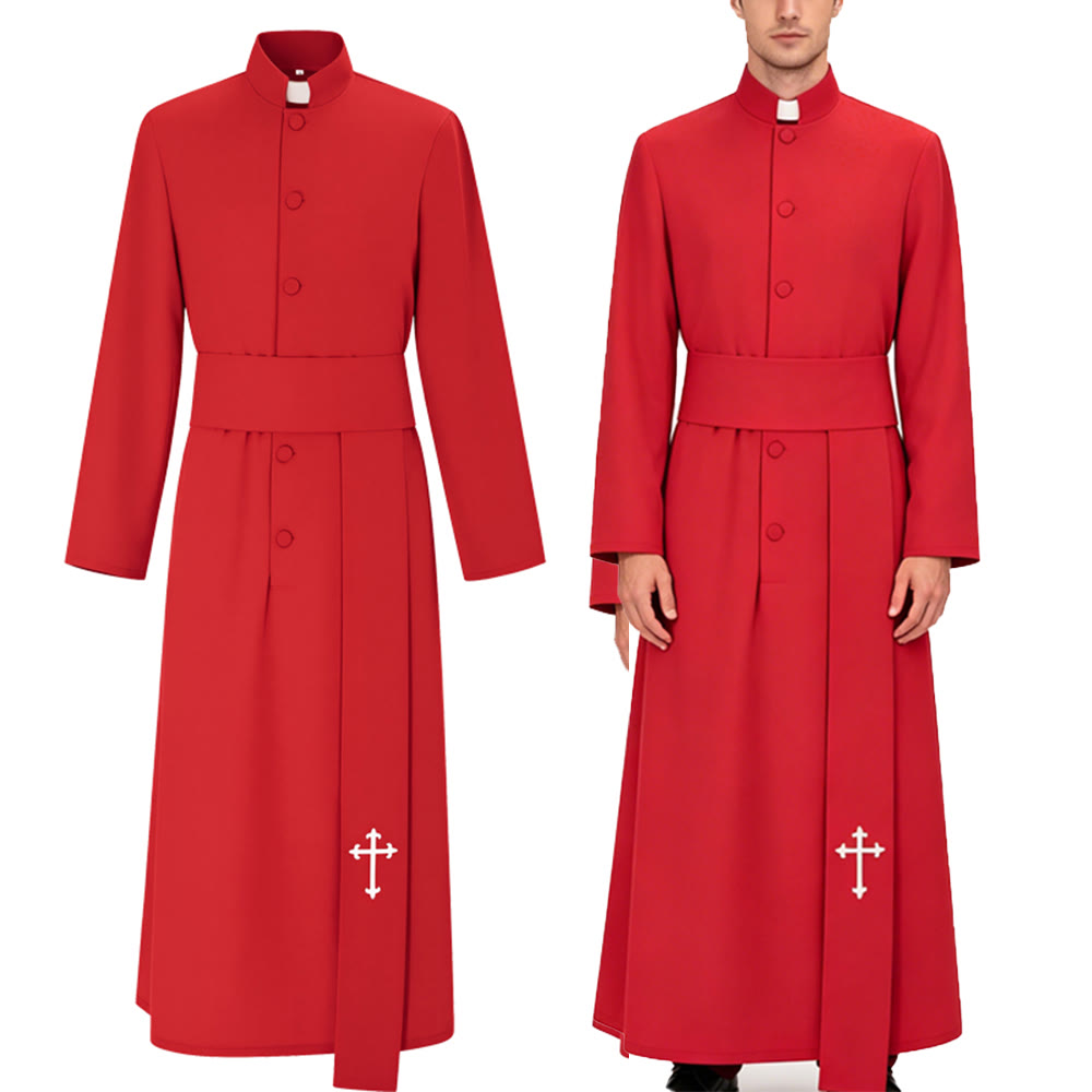 Elegante dreifarbige liturgische Priestergewänder von Christianartworkshop mit Taillenband und Kreuz - image 9