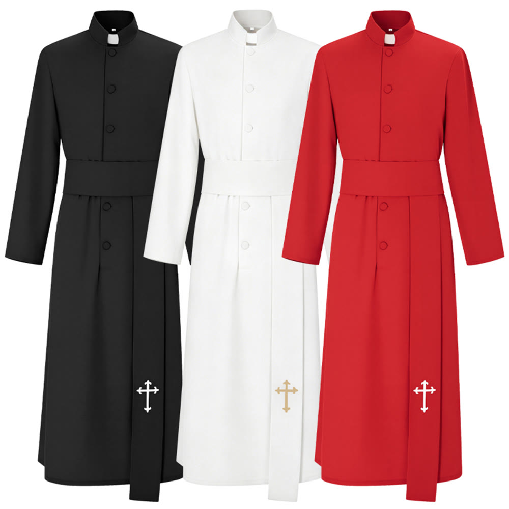Elegante dreifarbige liturgische Priestergewänder von Christianartworkshop mit Taillenband und Kreuz - image 2