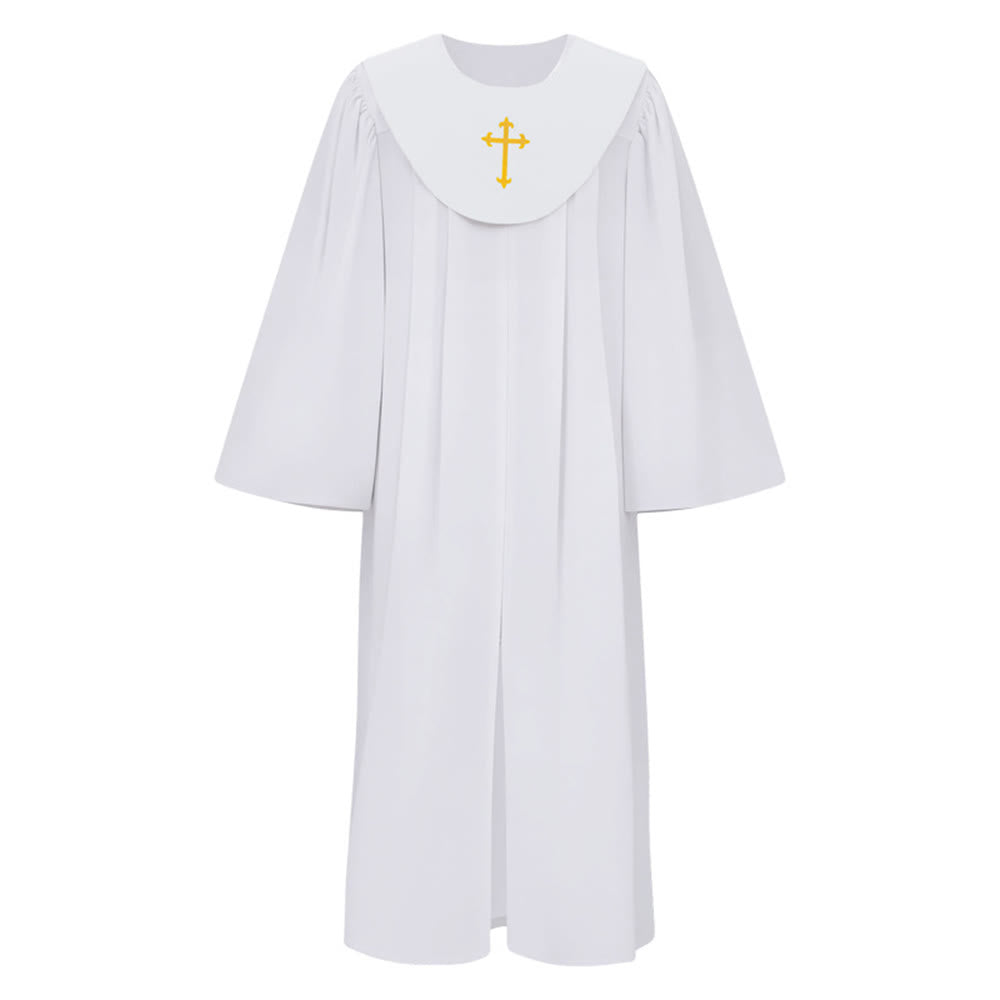 Christianartworkshop Göttliche Priesterrobe für religiöse Zeremonien - Joch mit Kreuzakzent - Weiß - 2XL - image 2