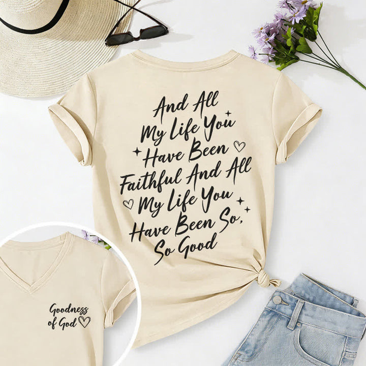 Christianartworkshop Damen-T-Shirt „Ich werde von der Güte Gottes singen“ mit V-Ausschnitt - Beige - 2XL - image 15