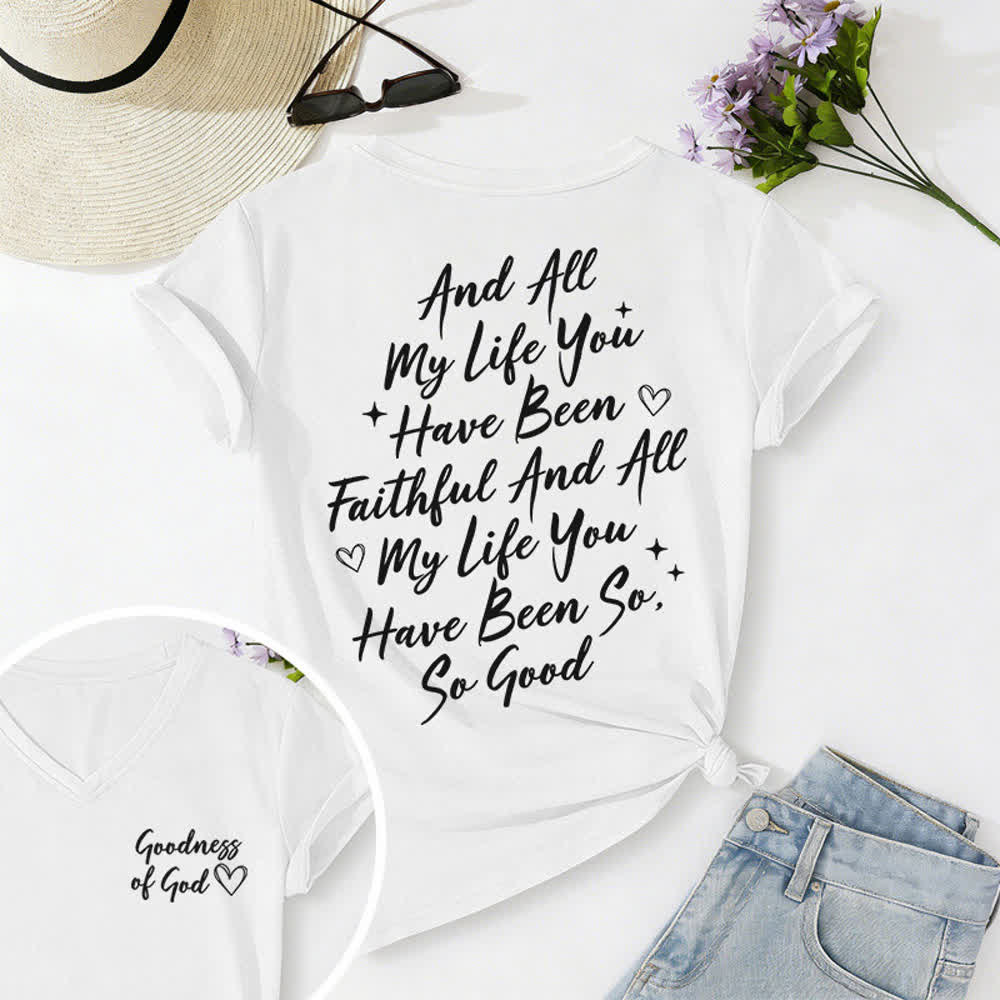 Christianartworkshop Damen-T-Shirt „Ich werde von der Güte Gottes singen“ mit V-Ausschnitt - Weiß - 2XL - image 5