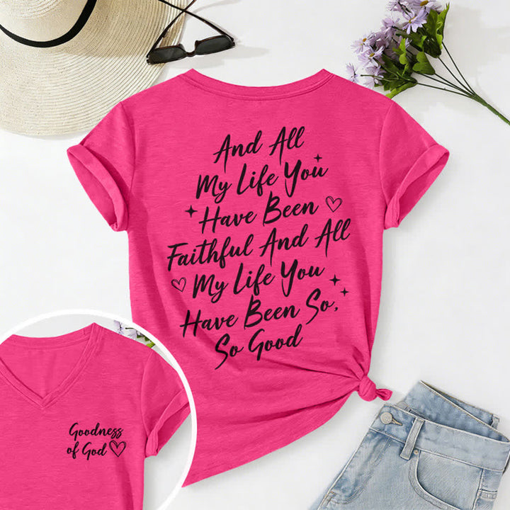 Christianartworkshop Damen-T-Shirt „Ich werde von der Güte Gottes singen“ mit V-Ausschnitt - Rose - 2XL - image 55