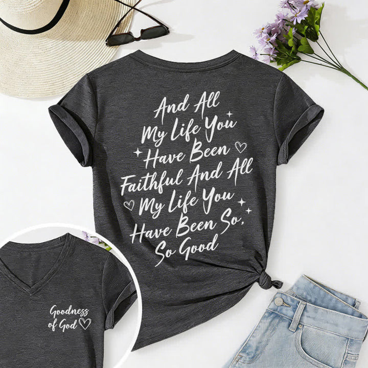 Christianartworkshop Damen-T-Shirt „Ich werde von der Güte Gottes singen“ mit V-Ausschnitt - Dunkelgrau - 2XL - image 10