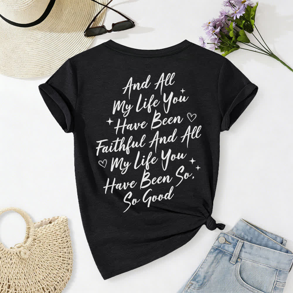 Christianartworkshop Damen-T-Shirt „Ich werde von der Güte Gottes singen“ mit V-Ausschnitt - image 1