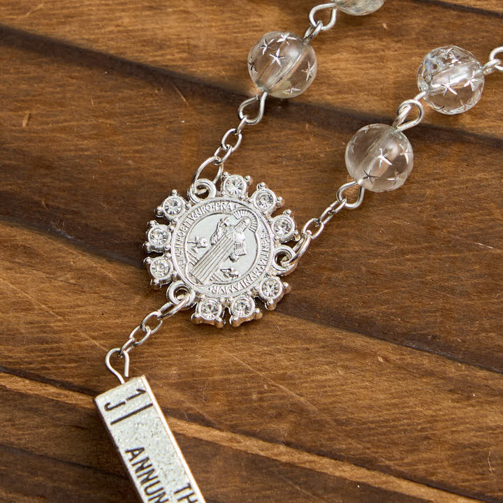 Christianartworkshop Rosenkranz mit sechs mattierten Perlen, St.-Benedikt-Medaille und Kreuz - image 8