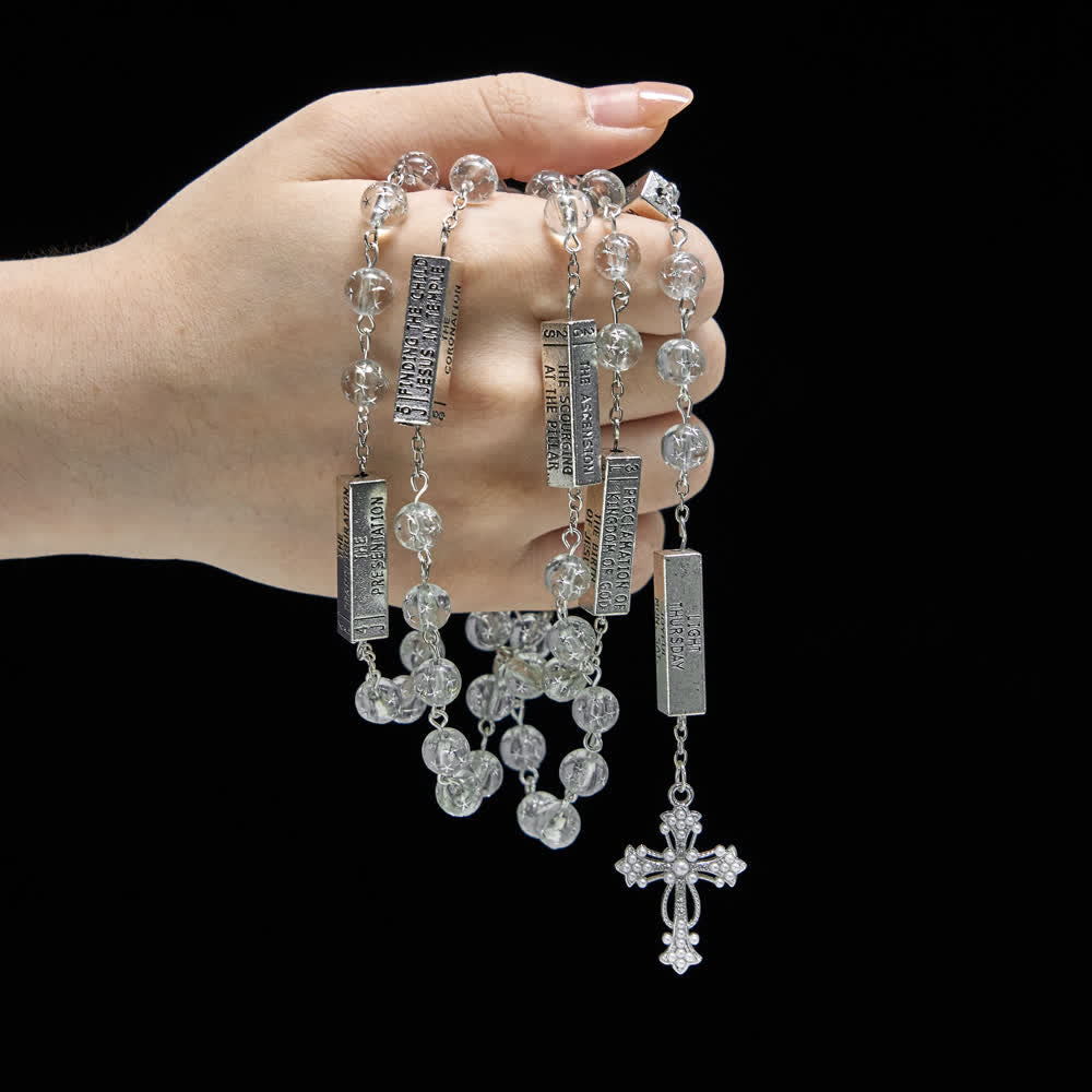 Christianartworkshop Rosenkranz mit sechs mattierten Perlen, St.-Benedikt-Medaille und Kreuz - image 1