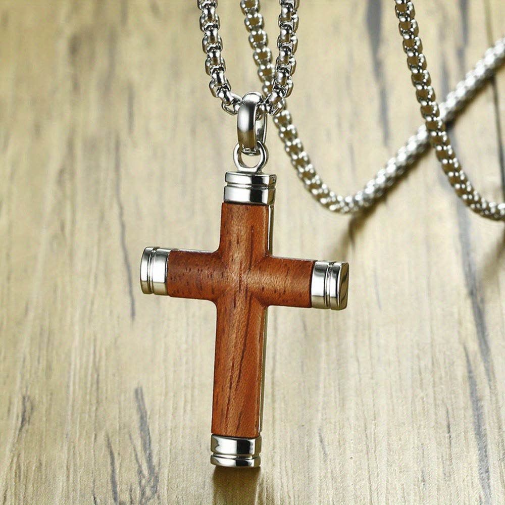Christianartworkshop Minimalistische Holzkreuz-Halskette mit eleganten Metallenden: Ein Symbol für Stärke und Hingabe - image 11
