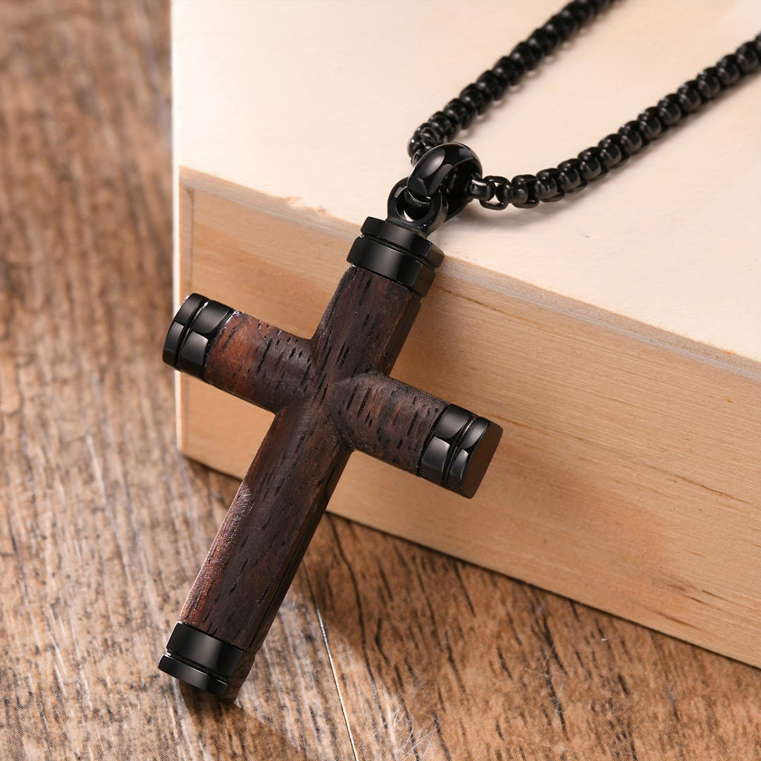 Christianartworkshop Minimalistische Holzkreuz-Halskette mit eleganten Metallenden: Ein Symbol für Stärke und Hingabe - image 4