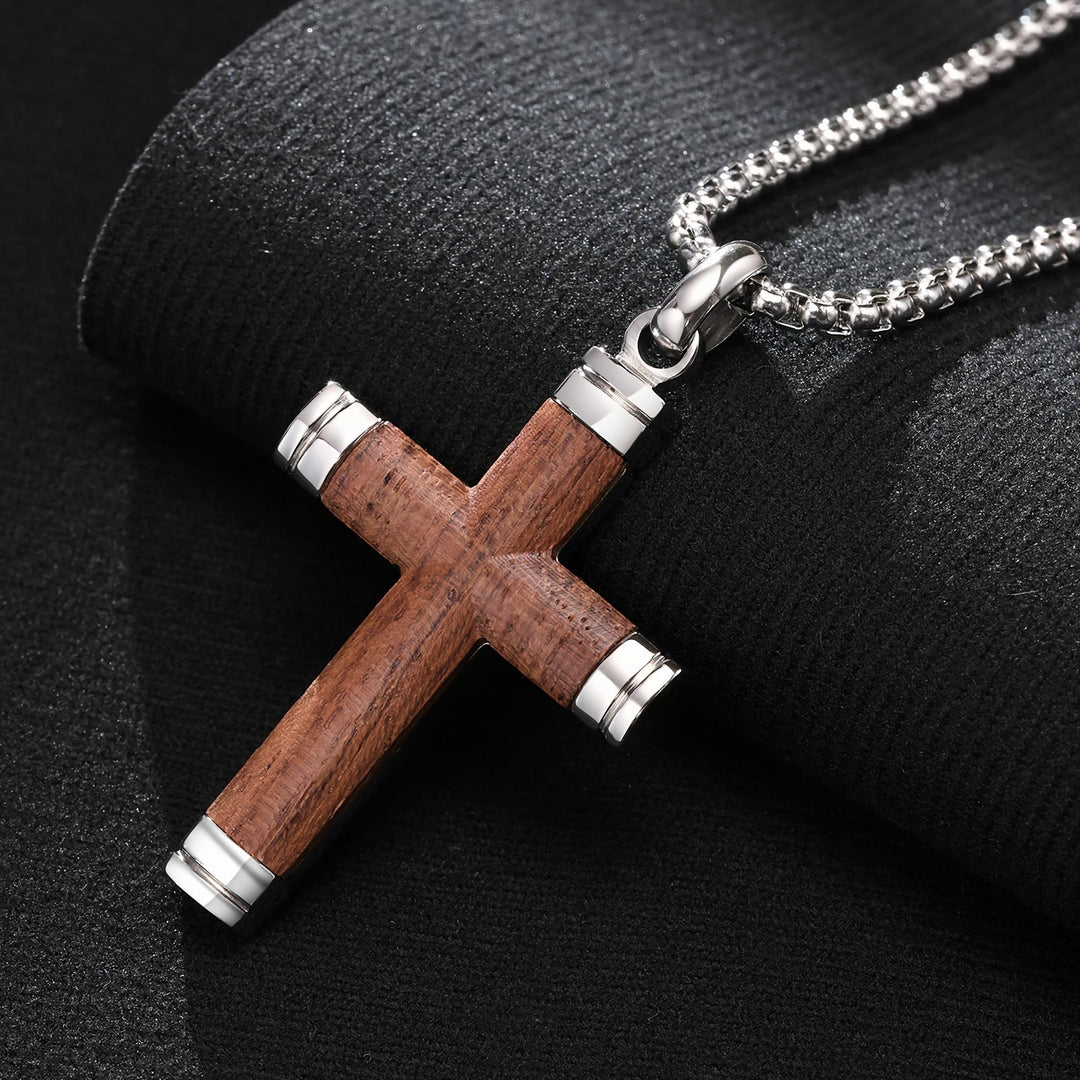 Christianartworkshop Minimalistische Holzkreuz-Halskette mit eleganten Metallenden: Ein Symbol für Stärke und Hingabe - Silber - image 6