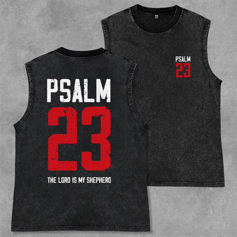 Christianartworkshop Psalm 23 Der Herr ist mein Hirte Vintage Washed Tank Top - Schwarz - 2XL - image 0