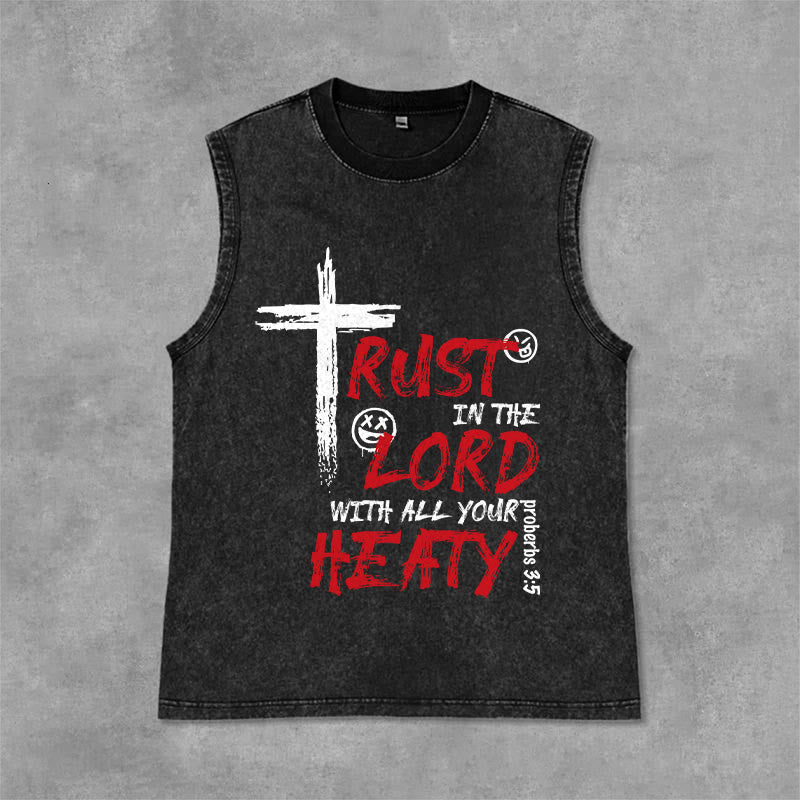 Christianartworkshop Tanktop mit Kreuzdruck aus den Sprüchen 3,5: „Vertraue auf den Herrn von ganzem Herzen“ - Schwarz - 2XL - image 0