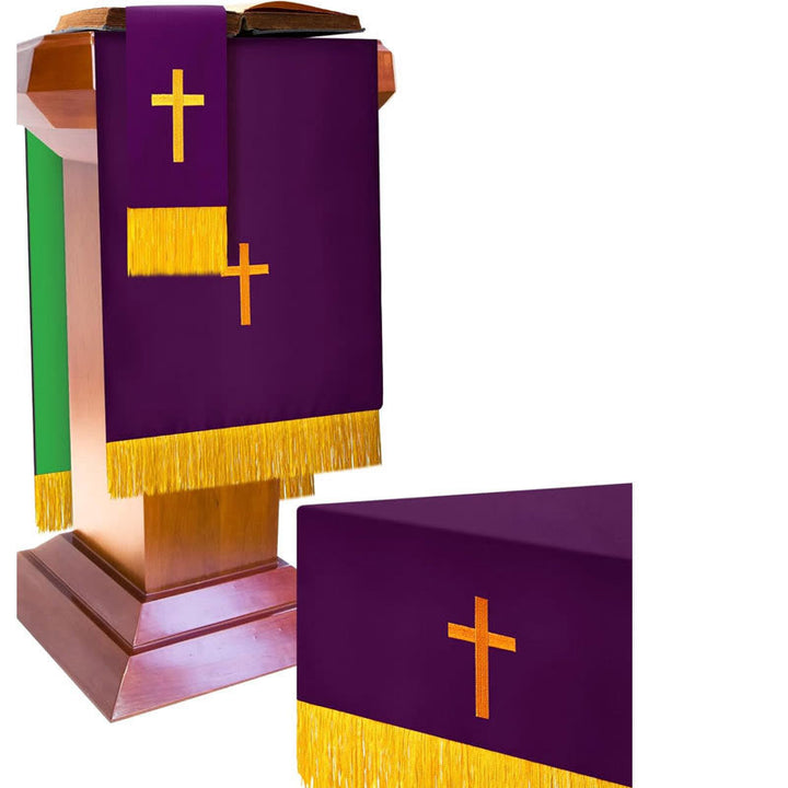 Christianartworkshop Komplettes Kirchenparament-Set: Tischläufer, Lesepulttuch und Bibellesezeichen in Rot und Weiß - Grün & Lila - image 13