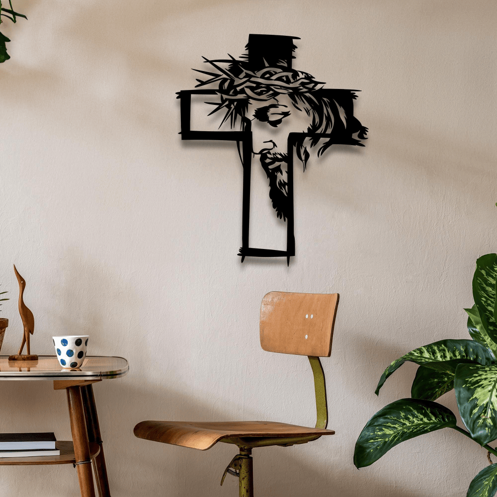 Christianartworkshop Kreuz mit Jesus und Dornenkrone – Wanddekoration aus Metall: Ein eindrucksvolles Symbol der Gnade - image 3
