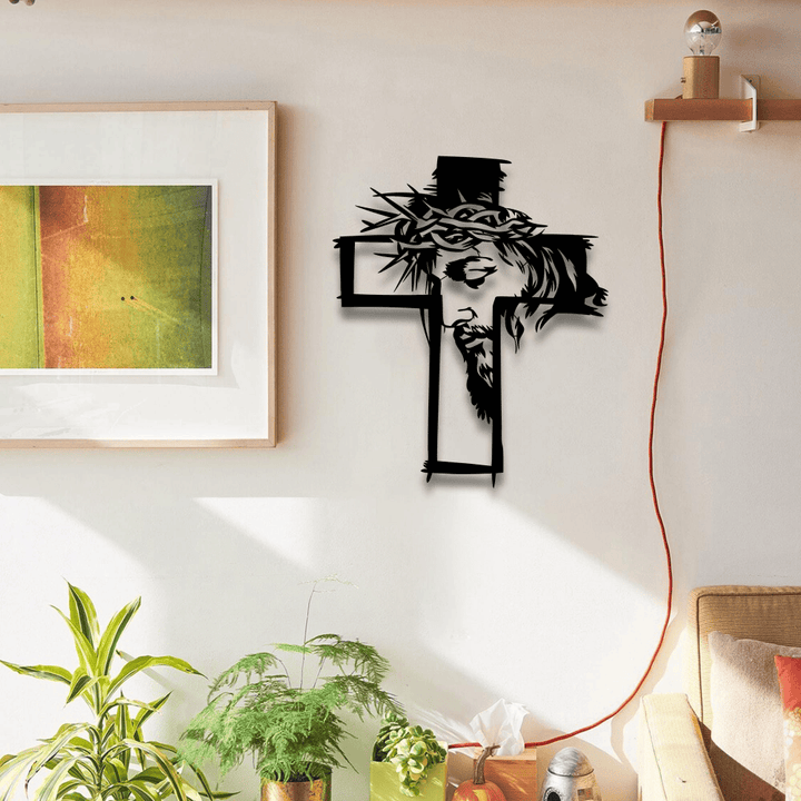 Christianartworkshop Kreuz mit Jesus und Dornenkrone – Wanddekoration aus Metall: Ein eindrucksvolles Symbol der Gnade - image 2