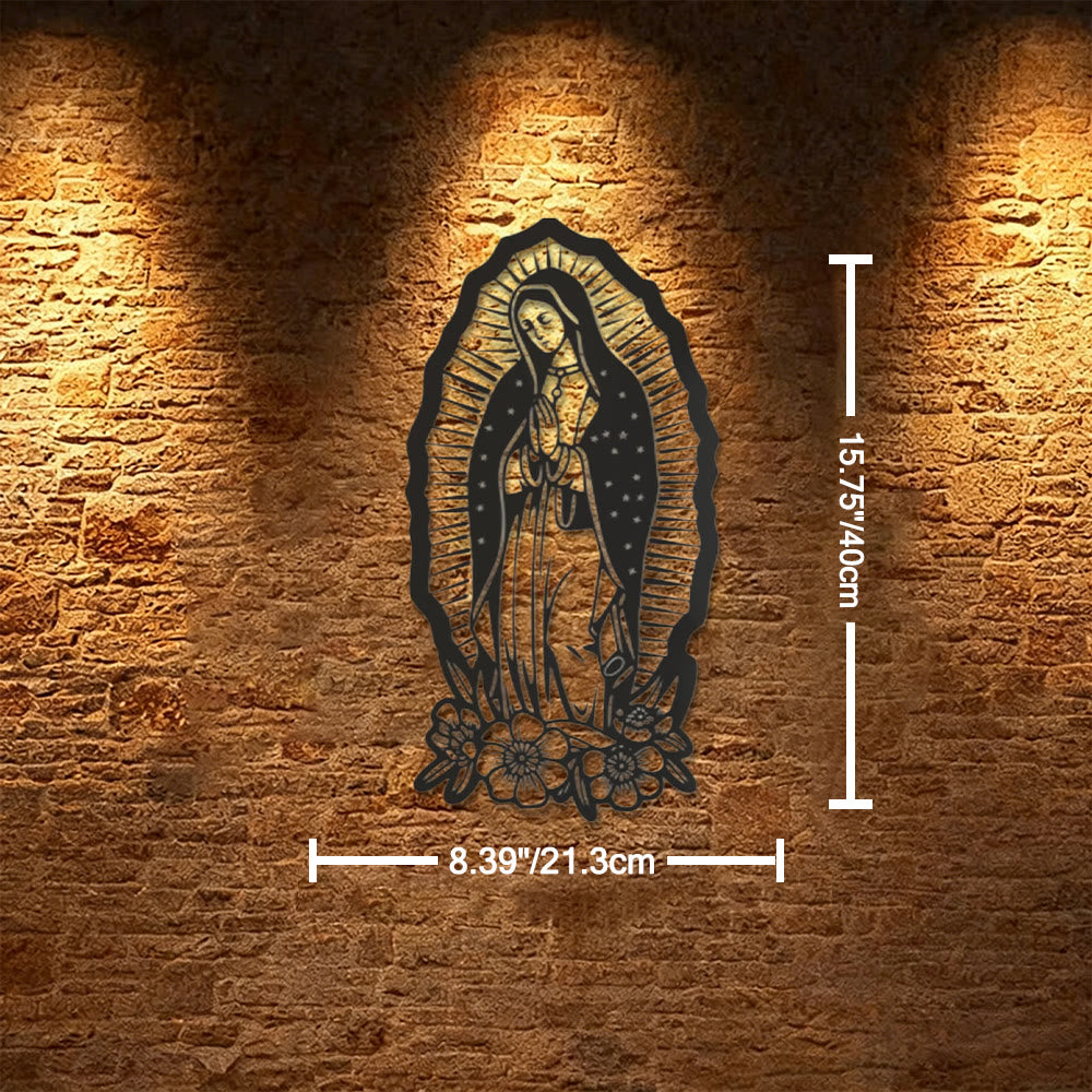 Christianartworkshop Metall-Wanddekoration Unserer Lieben Frau von Guadalupe: Ein Symbol des Glaubens und der göttlichen Gnade - 8,39''*15,75''*0,04''/21,3 cm*40 cm*0,1 cm - image 5