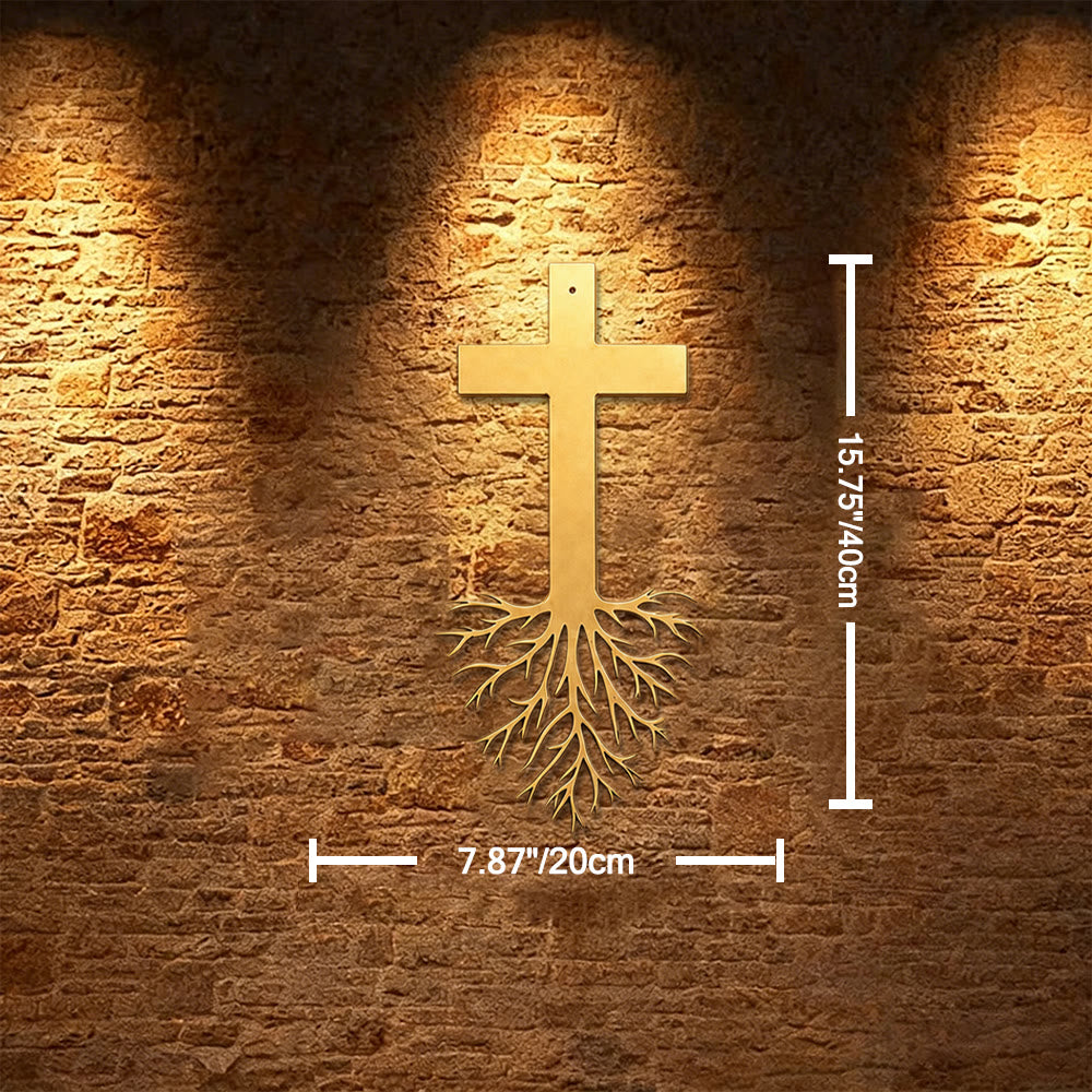 Christianartworkshop Modernes Kreuz mit Wurzeln – Wanddekoration aus Metall: Ein kraftvolles Symbol wachsenden Glaubens - 7,87''*15,75''*0,04''/20cm*40cm*0,1cm - image 9