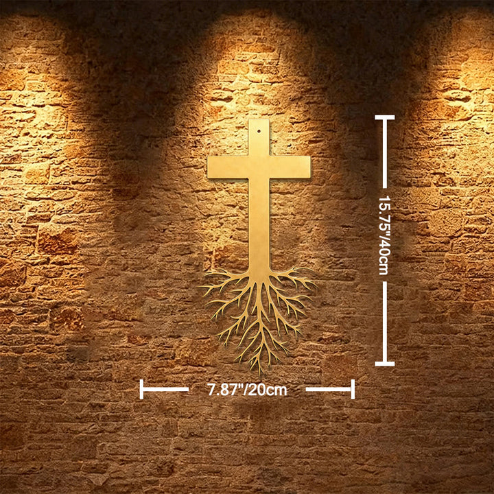 Christianartworkshop Modernes Kreuz mit Wurzeln – Wanddekoration aus Metall: Ein kraftvolles Symbol wachsenden Glaubens - 7,87''*15,75''*0,04''/20cm*40cm*0,1cm - image 9