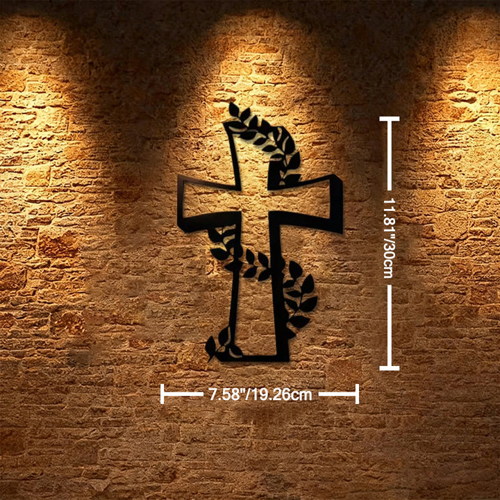 Christianartworkshop Modernes Kreuz mit Rankenmuster als Wanddekoration aus Metall: Ein kraftvolles Zeichen wachsenden Glaubens - 7,58"*11,81"*0,04"/19,26 cm*30 cm*0,1 cm - image 4