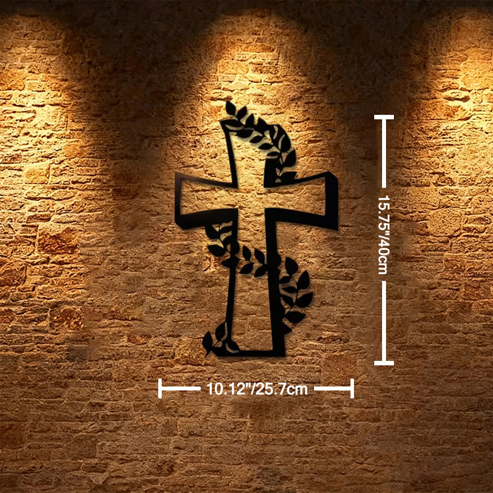Christianartworkshop Modernes Kreuz mit Rankenmuster als Wanddekoration aus Metall: Ein kraftvolles Zeichen wachsenden Glaubens - 10,12''*15,75''*0,04''/25,7 cm*40 cm*0,1 cm - image 5