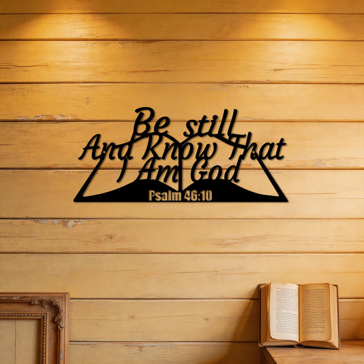 Christianartworkshop „Seid still und erkennt, dass ich Gott bin“ – Wanddekoration aus Metall mit Bibelversmotiv, inspiriert von der Natur - image 0