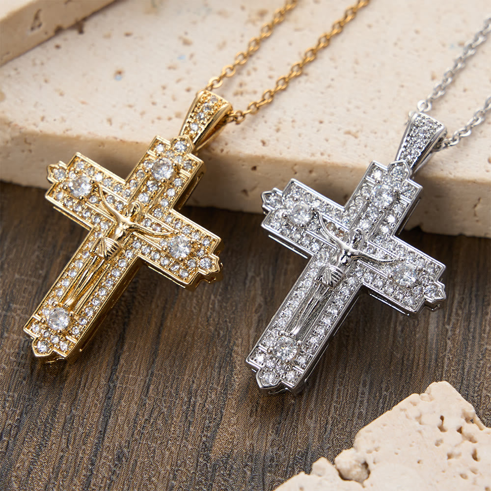 Christianartworkshop Aufwendig verzierte Kruzifix-Halskette mit detailreicher Jesusfigur: Eine Erinnerung an heilige Wahrheit und Führung - image 0