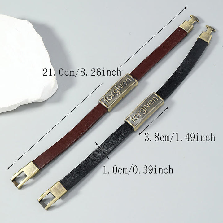 Christianartworkshop Zweifarbiges Lederarmband „Vergebung“ mit Akzenten aus antikisiertem Messing: Eine Erinnerung an göttliche Gnade - image 6