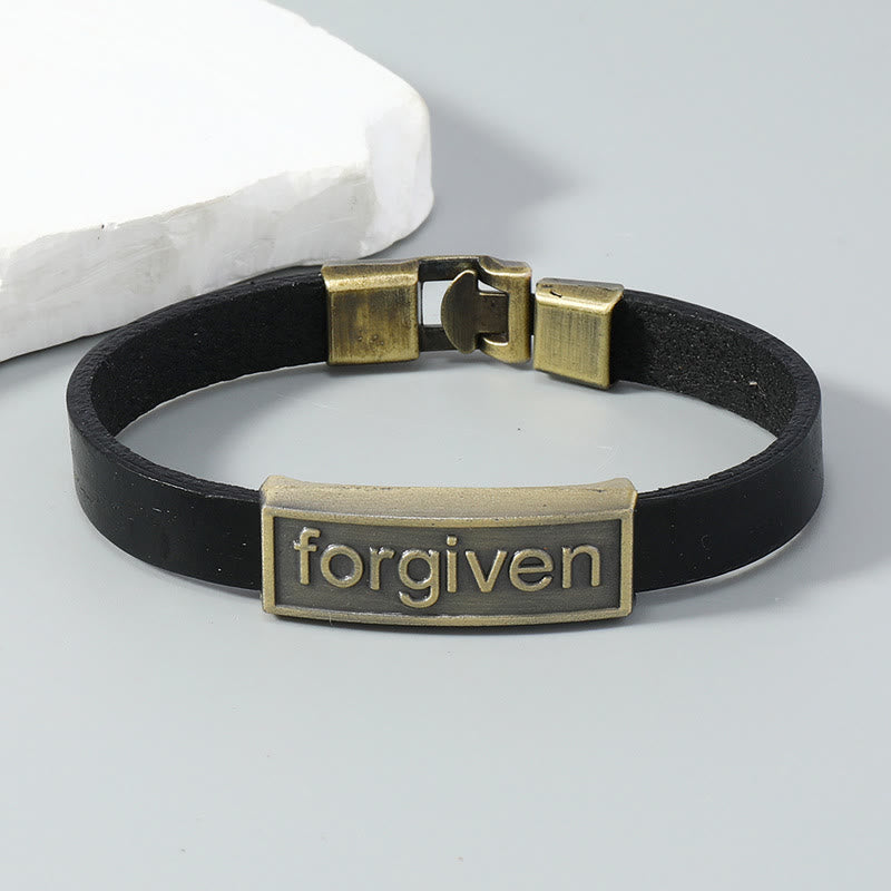 Christianartworkshop Zweifarbiges Lederarmband „Vergebung“ mit Akzenten aus antikisiertem Messing: Eine Erinnerung an göttliche Gnade - image 4