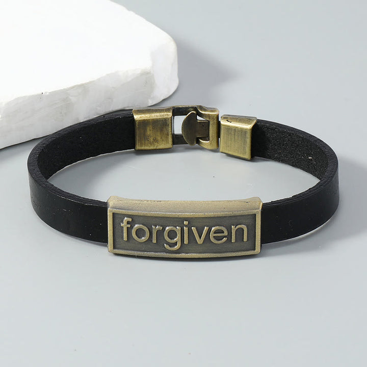 Christianartworkshop Zweifarbiges Lederarmband „Vergebung“ mit Akzenten aus antikisiertem Messing: Eine Erinnerung an göttliche Gnade - image 4