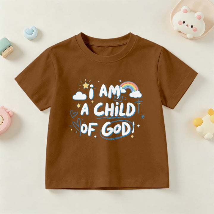Christianartworkshop Verspieltes Wolken- und Kreuz-Kinder-T-Shirt mit dem Aufdruck „Ich bin ein Kind Gottes“ - Braun - US/GB/AU 14, EU 170 - image 15
