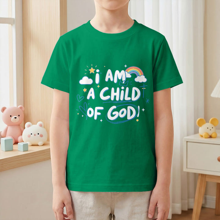 Christianartworkshop Verspieltes Wolken- und Kreuz-Kinder-T-Shirt mit dem Aufdruck „Ich bin ein Kind Gottes“ - image 11