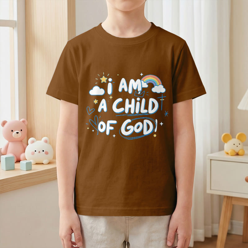 Christianartworkshop Verspieltes Wolken- und Kreuz-Kinder-T-Shirt mit dem Aufdruck „Ich bin ein Kind Gottes“ - image 17