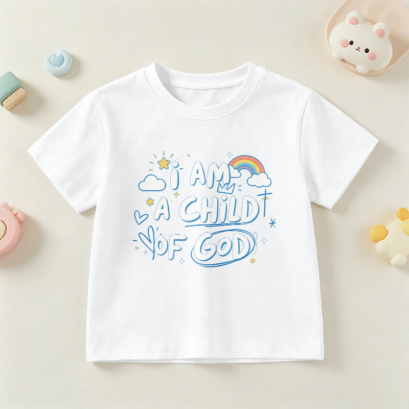 Christianartworkshop Verspieltes Wolken- und Kreuz-Kinder-T-Shirt mit dem Aufdruck „Ich bin ein Kind Gottes“ - Weiß - US/GB/AU 14, EU 170 - image 12
