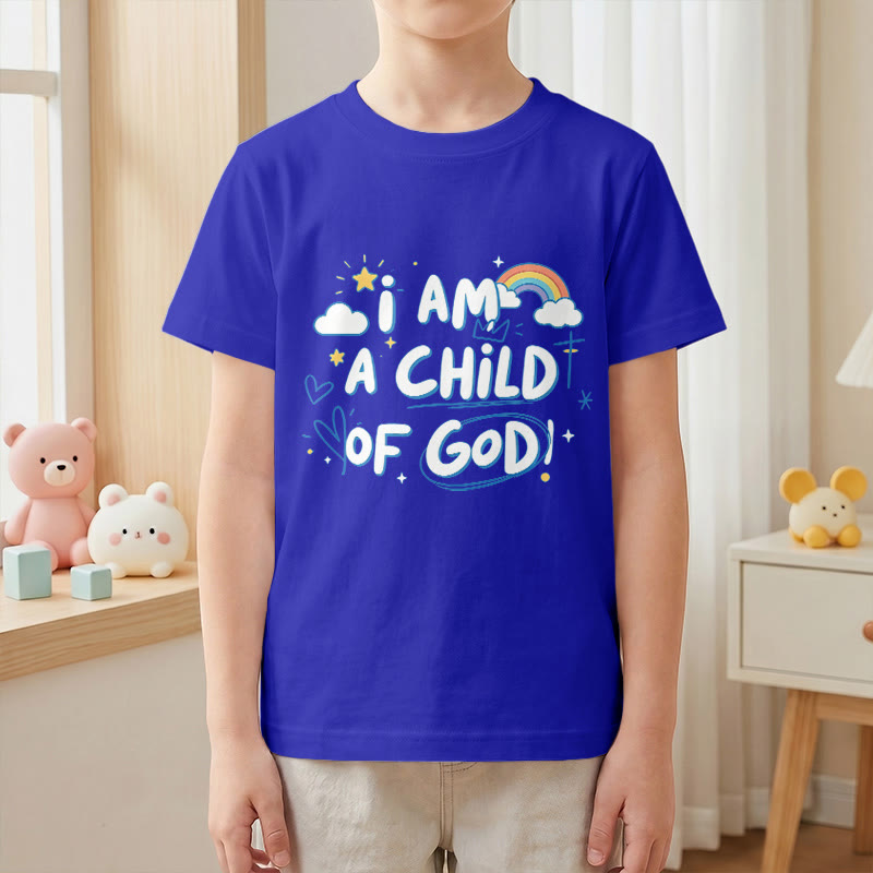Christianartworkshop Verspieltes Wolken- und Kreuz-Kinder-T-Shirt mit dem Aufdruck „Ich bin ein Kind Gottes“ - image 20