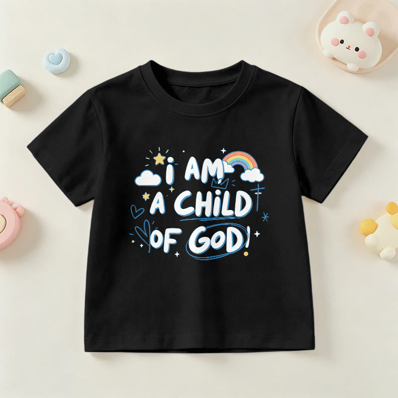 Christianartworkshop Verspieltes Wolken- und Kreuz-Kinder-T-Shirt mit dem Aufdruck „Ich bin ein Kind Gottes“ - Schwarz - US/GB/AU 14, EU 170 - image 24