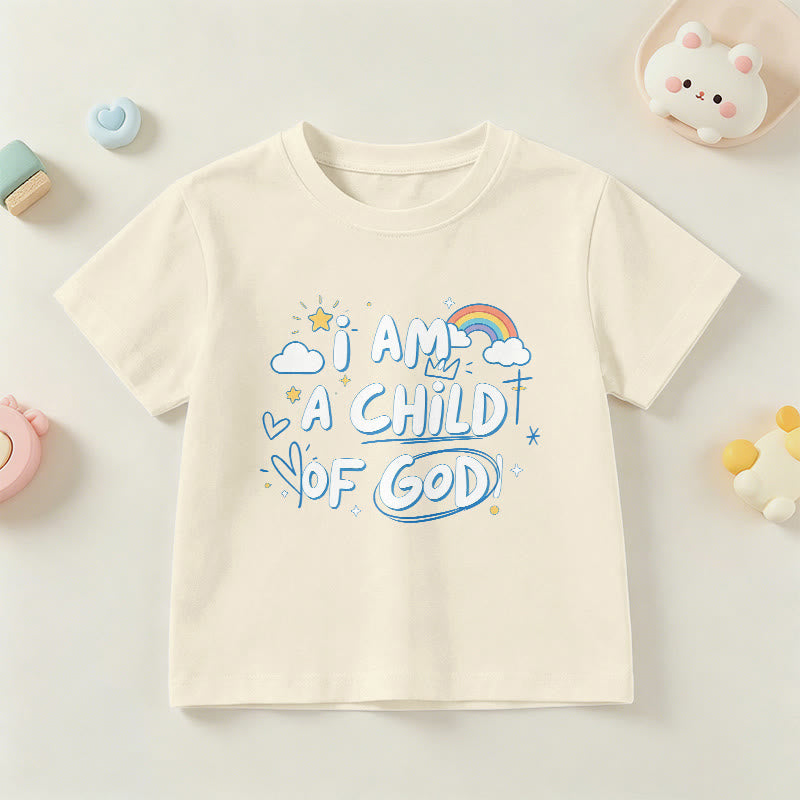 Christianartworkshop Verspieltes Wolken- und Kreuz-Kinder-T-Shirt mit dem Aufdruck „Ich bin ein Kind Gottes“ - Beige - US/GB/AU 14, EU 170 - image 21