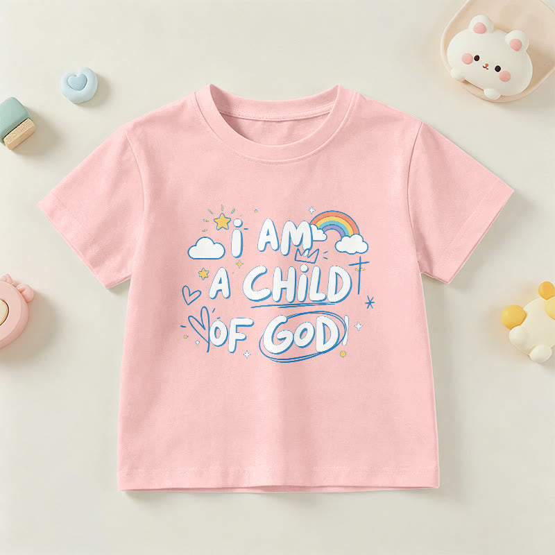 Christianartworkshop Verspieltes Wolken- und Kreuz-Kinder-T-Shirt mit dem Aufdruck „Ich bin ein Kind Gottes“ - Rosa - US/GB/AU 14, EU 170 - image 6