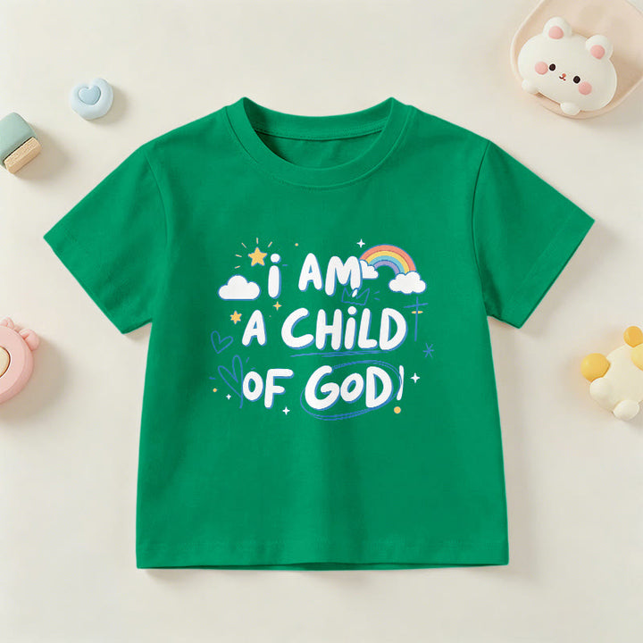 Christianartworkshop Verspieltes Wolken- und Kreuz-Kinder-T-Shirt mit dem Aufdruck „Ich bin ein Kind Gottes“ - Grün - US/GB/AU 14, EU 170 - image 9