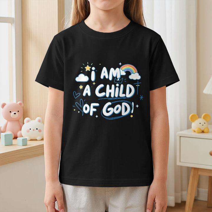 Christianartworkshop Verspieltes Wolken- und Kreuz-Kinder-T-Shirt mit dem Aufdruck „Ich bin ein Kind Gottes“ - image 25
