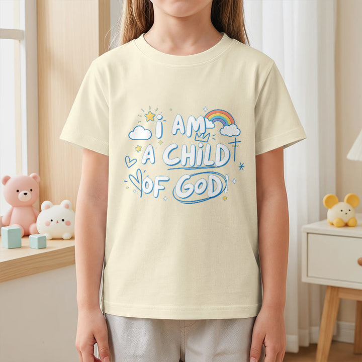 Christianartworkshop Verspieltes Wolken- und Kreuz-Kinder-T-Shirt mit dem Aufdruck „Ich bin ein Kind Gottes“ - image 22