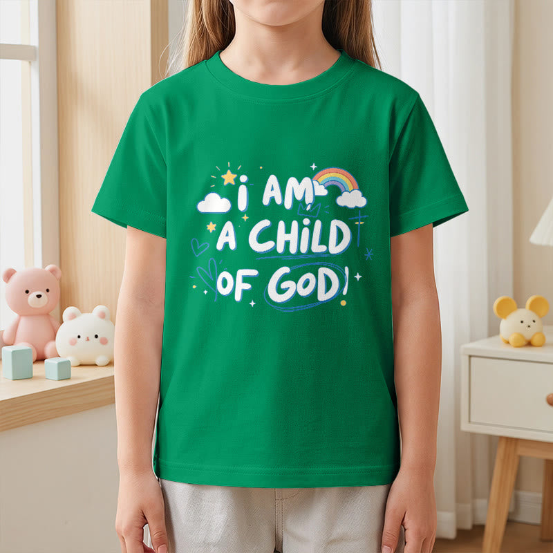 Christianartworkshop Verspieltes Wolken- und Kreuz-Kinder-T-Shirt mit dem Aufdruck „Ich bin ein Kind Gottes“ - image 10