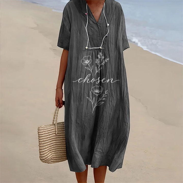 Christianartworkshop Inspirierendes Midikleid mit floralem Akzent, V-Ausschnitt und kurzen Ärmeln - Schwarz - 4XL - image 8