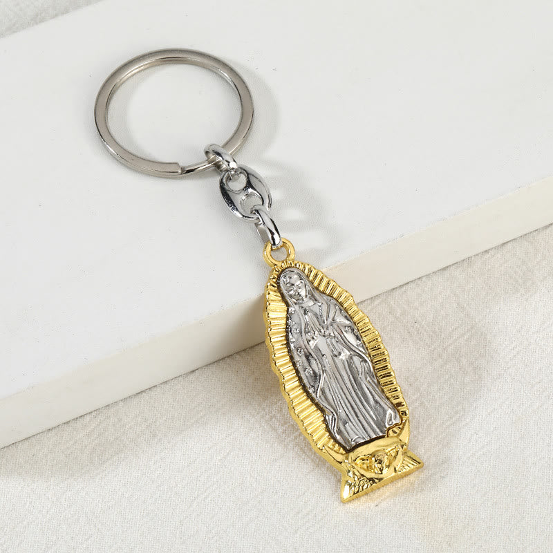 Christianartworkshop Zweifarbiger Schlüsselanhänger Unserer Lieben Frau von Guadalupe mit strahlendem Rand: Eine Erinnerung an göttlichen Schutz - image 5