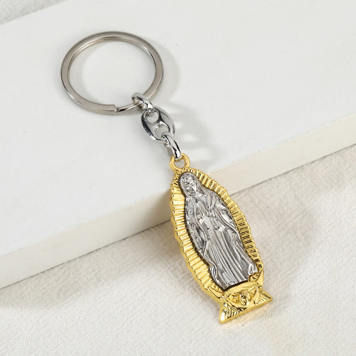 Christianartworkshop Zweifarbiger Schlüsselanhänger Unserer Lieben Frau von Guadalupe mit strahlendem Rand: Eine Erinnerung an göttlichen Schutz - image 5