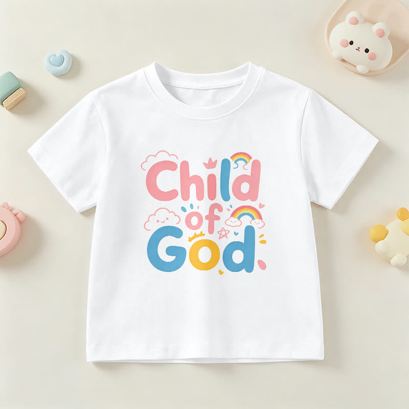 Christianartworkshop Erhebendes Kinder-T-Shirt mit Regenbogenakzenten „Kind Gottes“ - Weiß - US/GB/AU 14, EU 170 - image 15