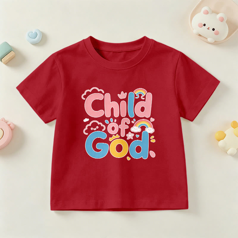 Christianartworkshop Erhebendes Kinder-T-Shirt mit Regenbogenakzenten „Kind Gottes“ - Rot - US/GB/AU 14, EU 170 - image 6